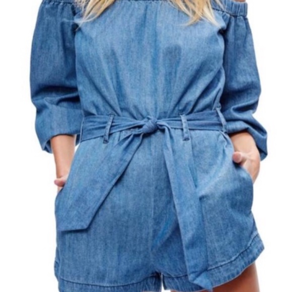FREE PEOPLE DENIM ROMPER - Picture 2 of 4